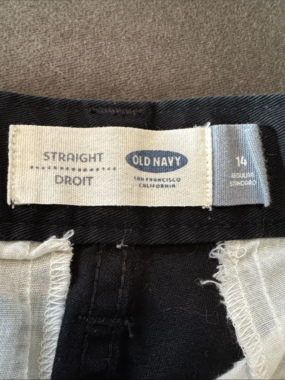 Old Navy Youth Black Straight Leg Pants 100% Cotton Size 14 Regular